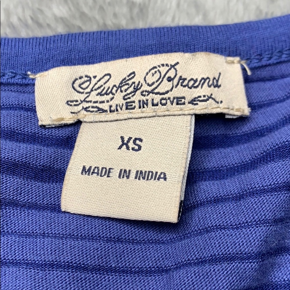 😁 Lucky Brand Blue Striped Blouse Long Sleeve - Picture 2 of 4